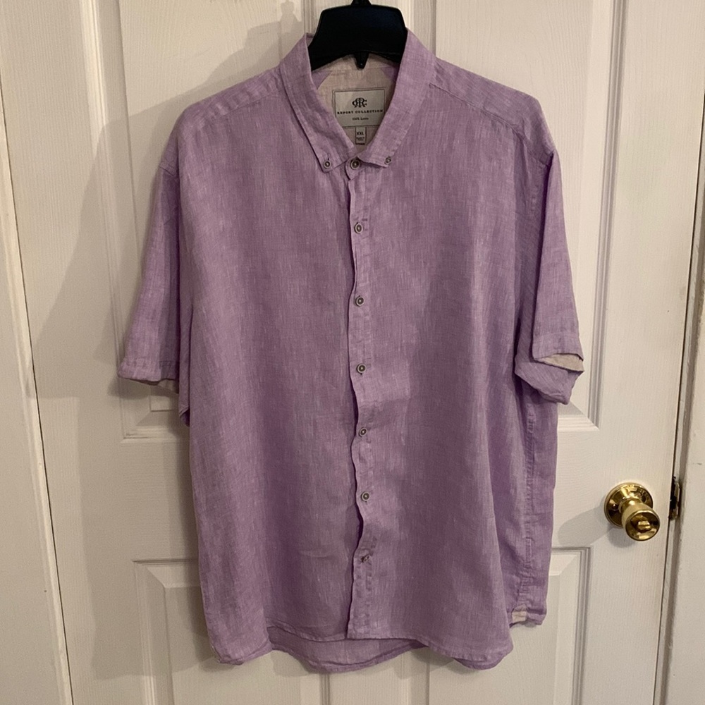 Report Collection Men’s 100% Linen Button Down Shirt